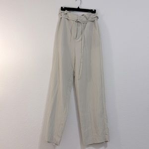 Vince Tencel Trousers with Tie Waist in Beige